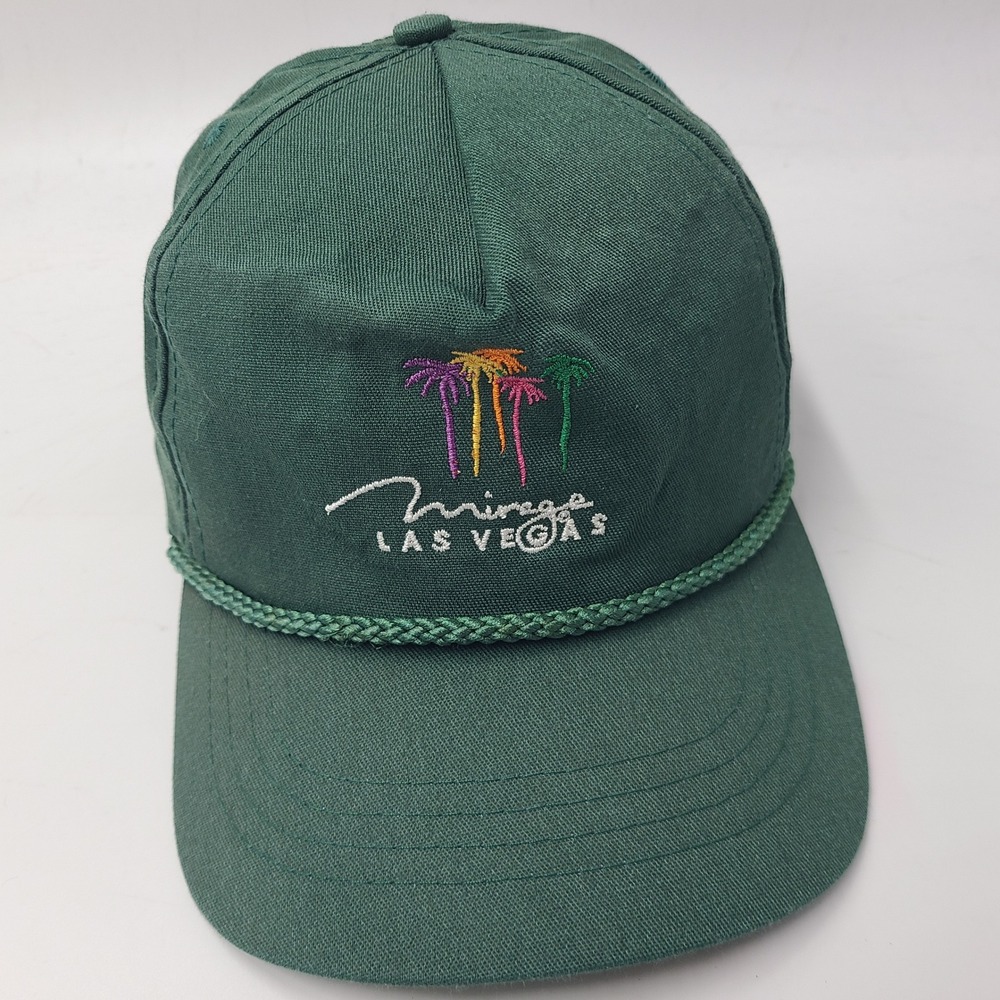 Vintage Mirage Las Vegas Hat Snapback Green Rope Palm Trees Logo Hotel & Casino